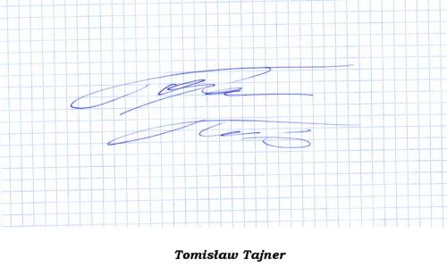 Autograf Tomisława Tajnera